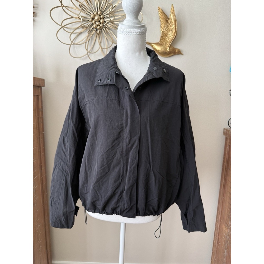 Lioness Shoreline Windbreaker Jacket Women S Black Cotton Oversized Drawstring - Picture 3 of 12